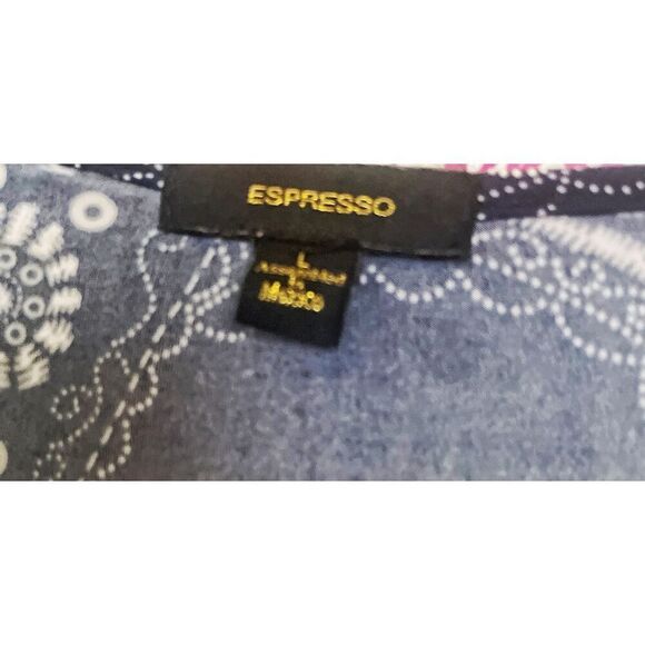 Expresso Blue White Floral Summer 70's Inspired Stretch Maxi Dress Size Large - Picture 3 of 5